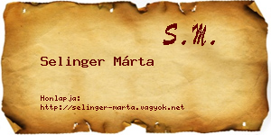 Selinger Márta névjegykártya