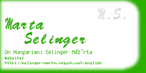 marta selinger business card
